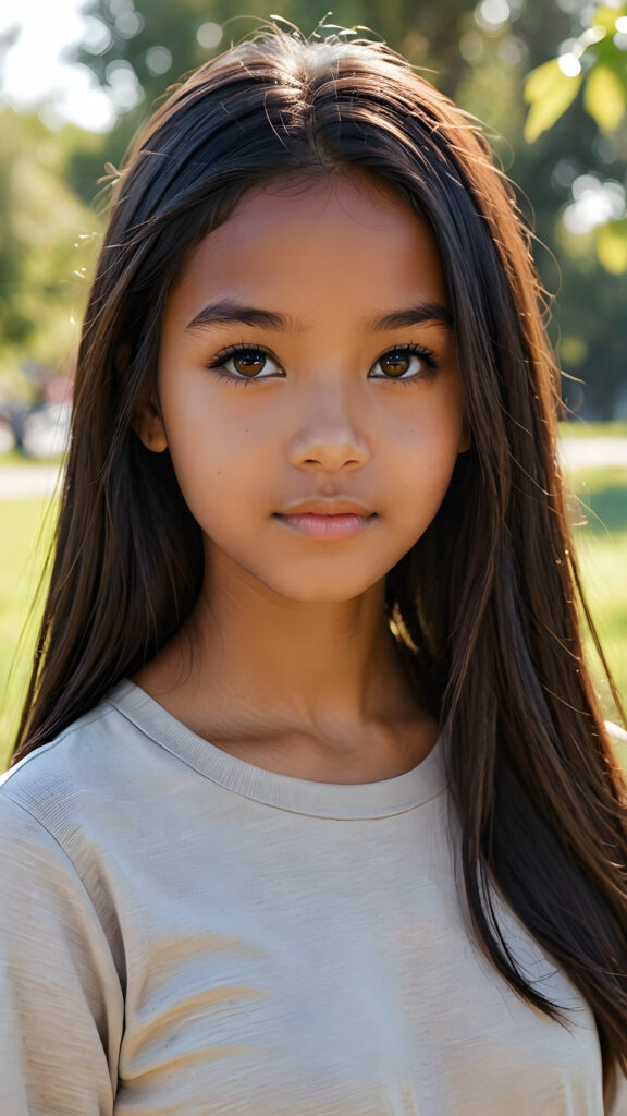 a ((cute brown-skinned teen girl, 13 years old)) medium silhouette shot, her hair is obsidian-black and with long straight haircut, she has glancing silver-white eyes and are orbit round, she has pouting lips, she has a soft outlook, she has a fit figure, she wears female native american clothing style, in a natural way, mood scenery background