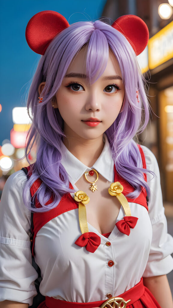 a cute detailed e-girl, soft hair, cosplay