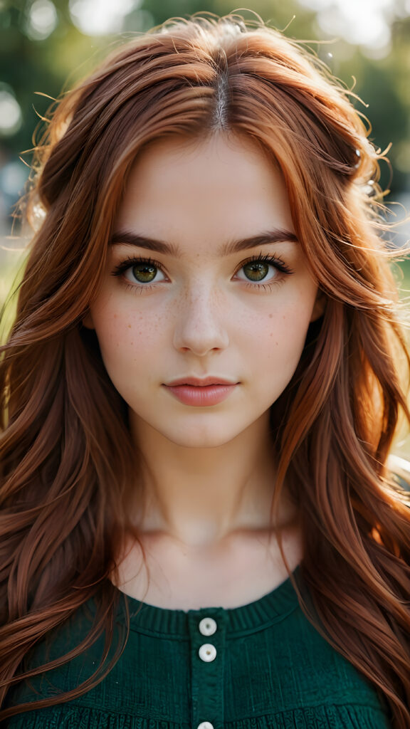 a girl with long auburn hair