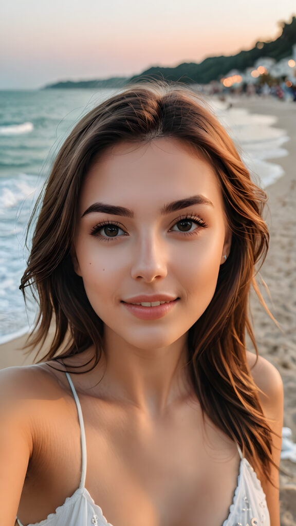 a girlie, ((stunning)) ((gorgeous)) ((cute)) ((perfect selfie on the beach))