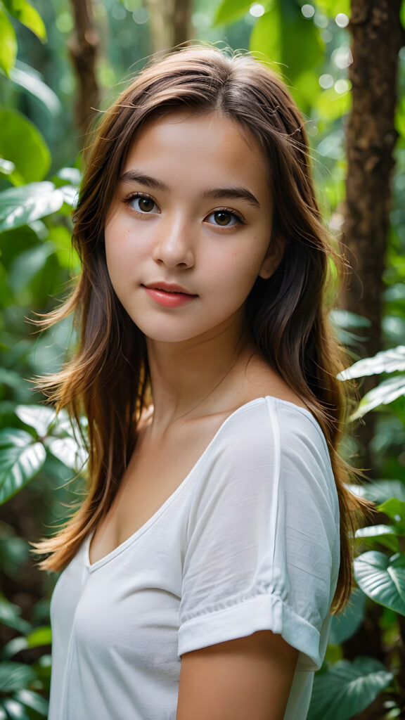 a gorgeous and stunning teen girl in the jungle