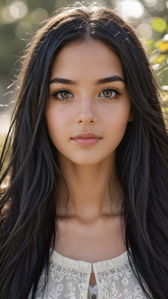 a pencil drawing (((vividly drawn portrait))), capturing a young teen girl with long, flowing (((black hair))), her eyes sparkling and her skin radiant, wearing comfortable clothes, embodying flawless beauty