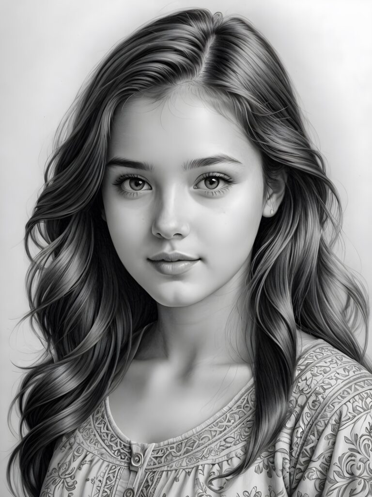 a pencil drawing of a girl, 18 years old ((cute)) ((stunning)) ((gorgeous)) ((detailed))