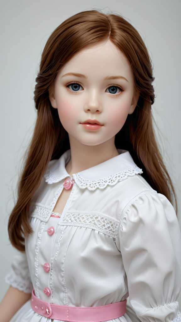 a porcelain doll, young girl, ((realistic photo)), 3D