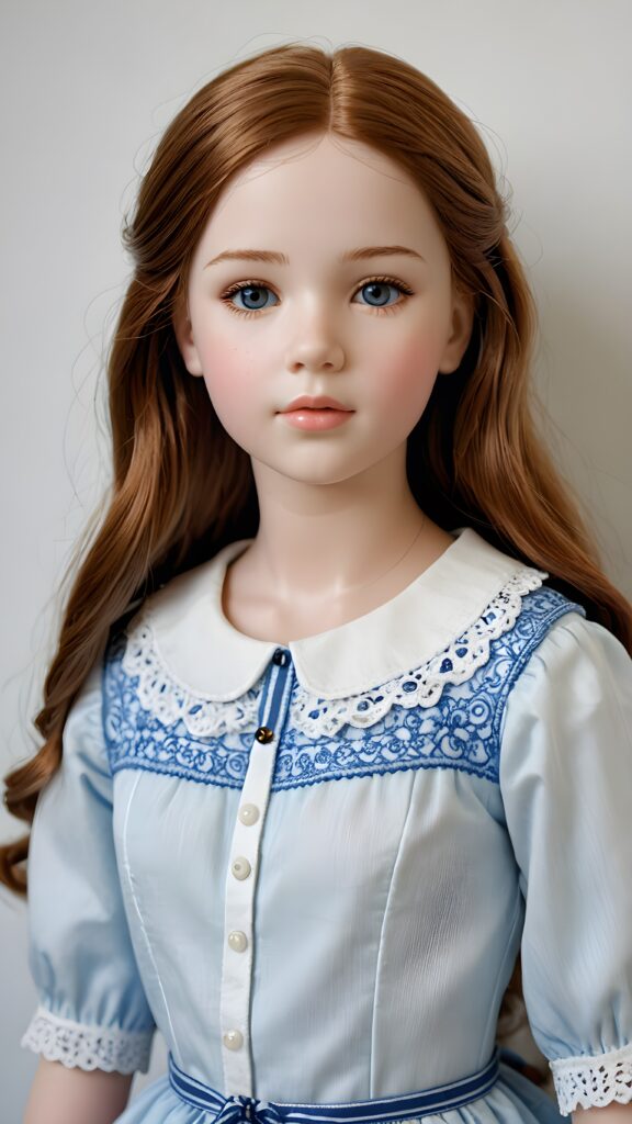 a porcelain doll, young girl, ((realistic photo)), 3D