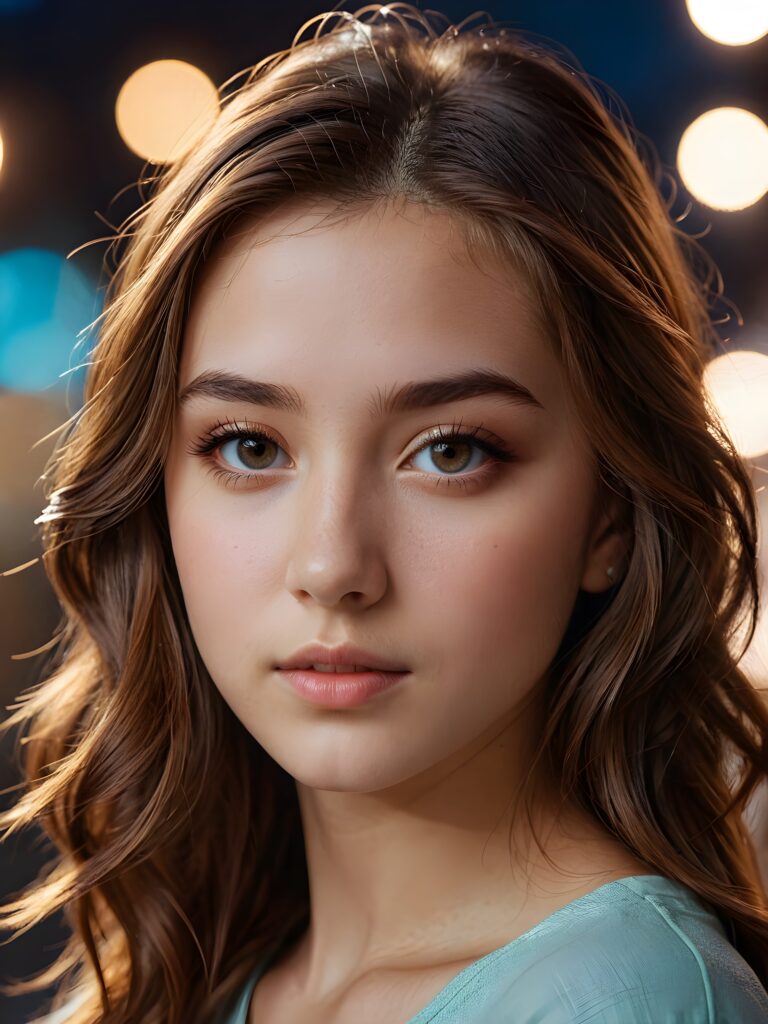 a realistic, detailed, dynamic photography from a beautiful young teen ((girl)), with detailed hair, looking into the camera, dynamic cinematic lights, perfect detailed face, side view, ((close up portrait)), ((stunning)), ((gorgeous))