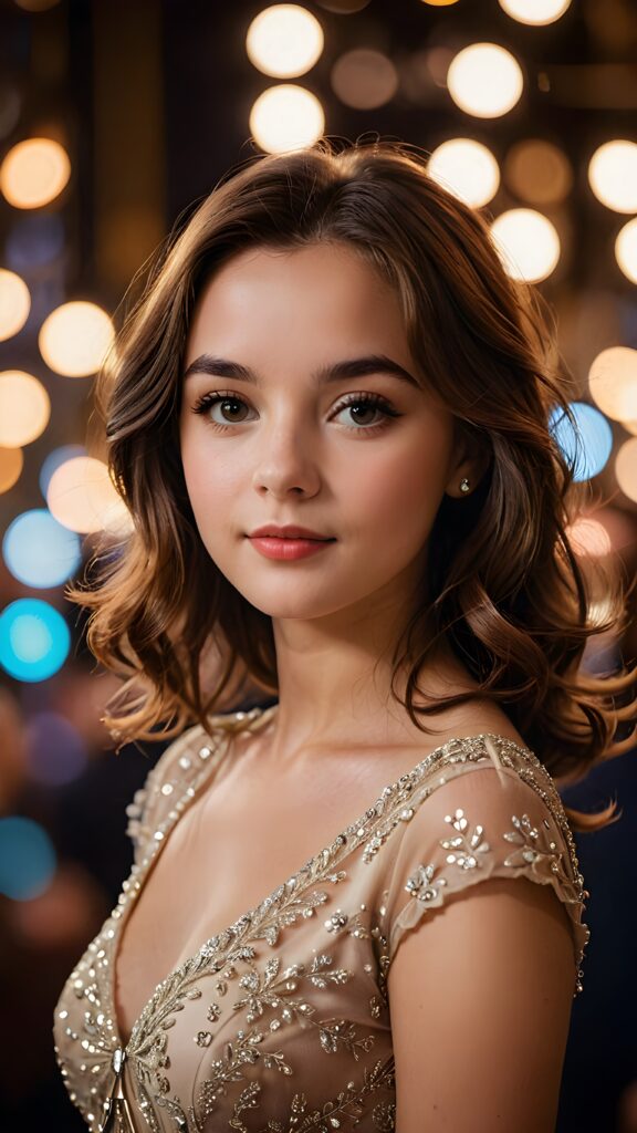 a (((realistically gorgeous young lady))) from the 1960s era, elegantly dressed in a classic style, with a soft focus filter that gives her a vintage air, under luxurious (((cinematic lights))), exuding an air of timeless beauty and sophistication