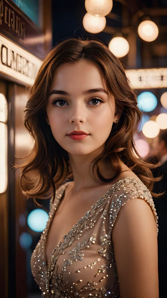 a (((realistically gorgeous young lady))) from the 1960s era, elegantly dressed in a classic style, with a soft focus filter that gives her a vintage air, under luxurious (((cinematic lights))), exuding an air of timeless beauty and sophistication