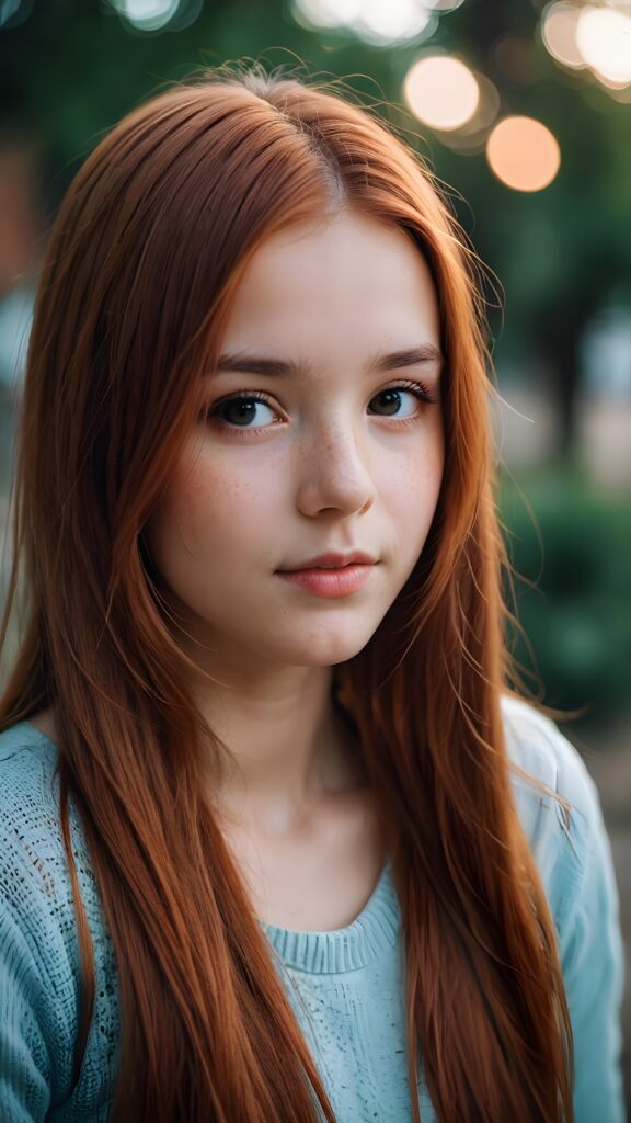 a thoughtful (((cute girl))) with long soft red straight hair