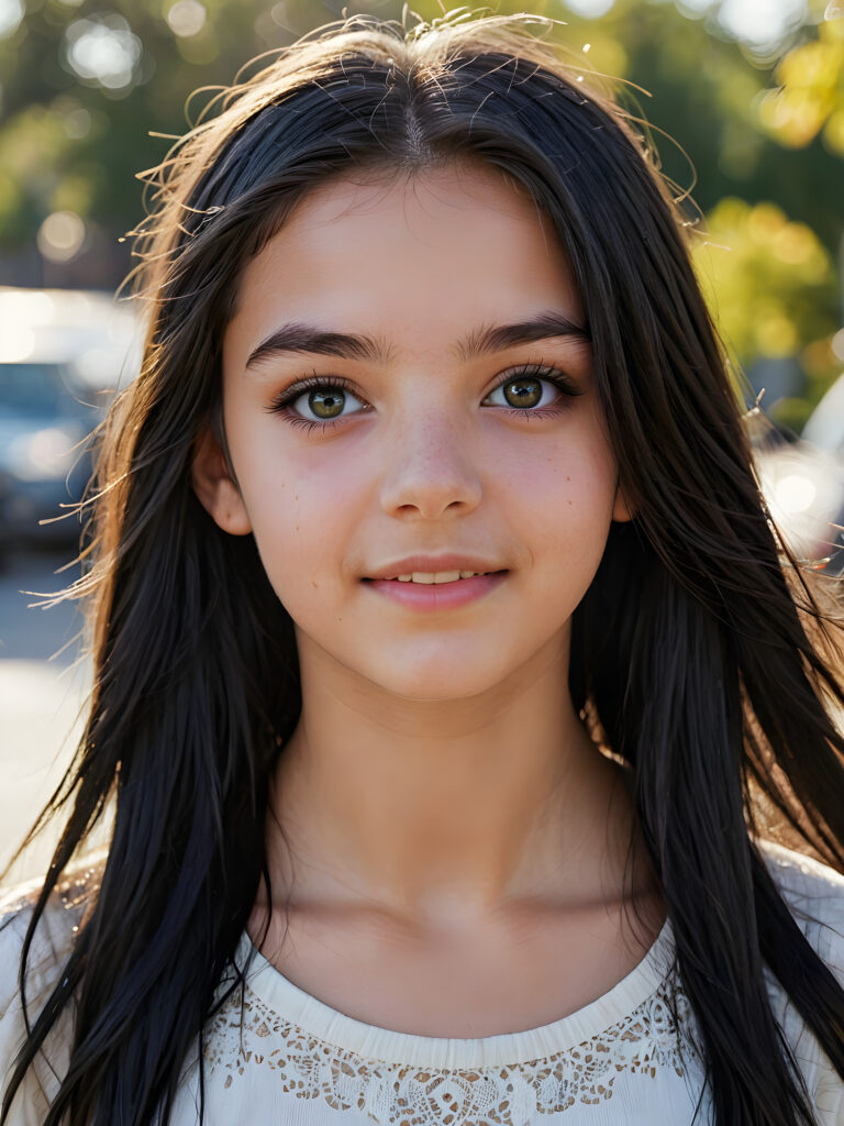 a-vividly-detailed-and-realistic-portrait-featuring-a-teenage-girl-15-years-old-with-Feathered-Cut-for-Long-Black-Hair-and-expressive-beautiful-eyes-exuding-joyful-contentment