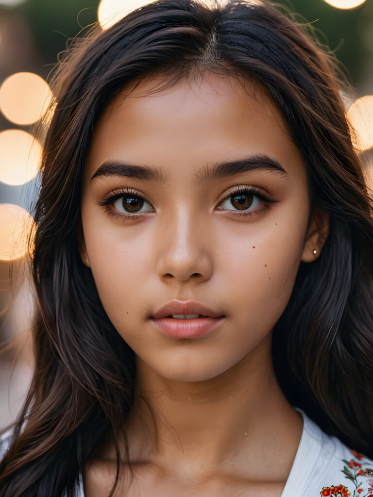 a young Exotic teen girl ((stunning)) ((gorgeous)) ((detailed close-up portrait))