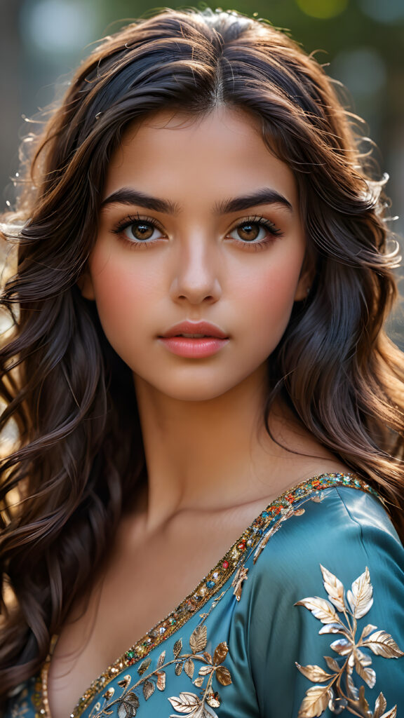 a young Persian teen girl, stunning, gorgeous, close-up portrait, vibrant eyes, colorful lips, Persian girl, beautiful face, long wavy hair, silky, shiny, lustrous hair by guy tang. Anne-Louis Girodet style: detailed, realistic, hyper-detailed, exquisite details, clear, well-proportioned, harmonious composition, beautiful details, rich and compelling colors, Anne-Louis Girodet style