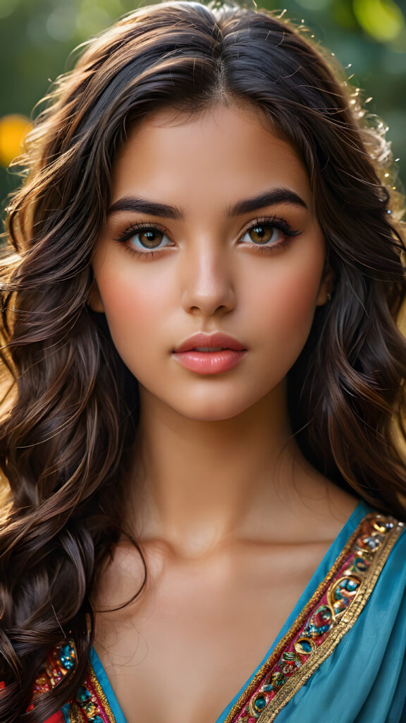 a young Persian teen girl, stunning, gorgeous, close-up portrait, vibrant eyes, colorful lips, Persian girl, beautiful face, long wavy hair, silky, shiny, lustrous hair by guy tang. Anne-Louis Girodet style: detailed, realistic, hyper-detailed, exquisite details, clear, well-proportioned, harmonious composition, beautiful details, rich and compelling colors, Anne-Louis Girodet style