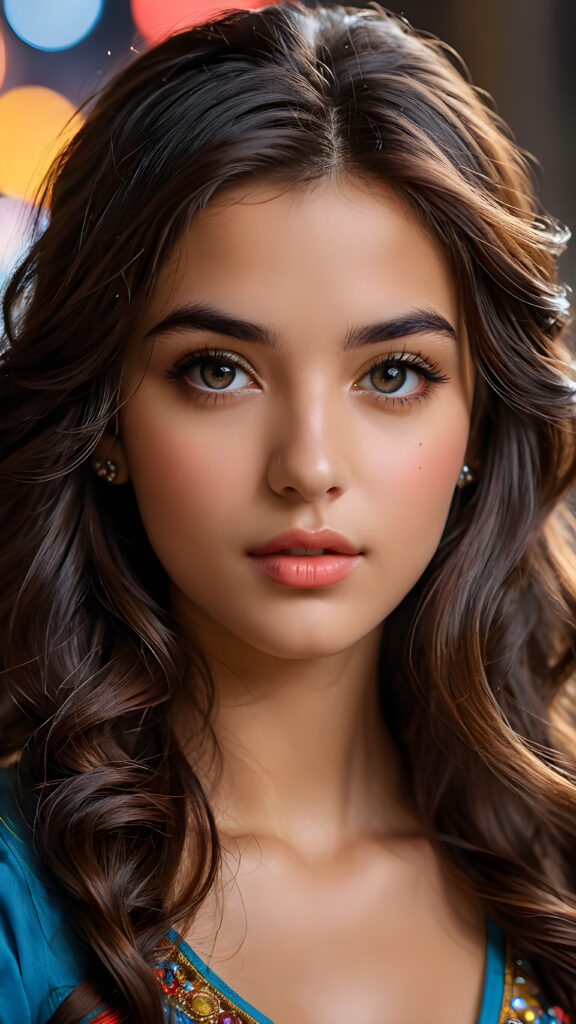 a young Persian teen girl, stunning, gorgeous, close-up portrait, vibrant eyes, colorful lips, Persian girl, beautiful face, long wavy hair, silky, shiny, lustrous hair by guy tang. Anne-Louis Girodet style: detailed, realistic, hyper-detailed, exquisite details, clear, well-proportioned, harmonious composition, beautiful details, rich and compelling colors, Anne-Louis Girodet style