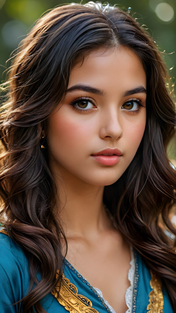 a young Persian teen girl, stunning, gorgeous, close-up portrait, vibrant eyes, colorful lips, Persian girl, beautiful face, long wavy hair, silky, shiny, lustrous hair by guy tang. Anne-Louis Girodet style: detailed, realistic, hyper-detailed, exquisite details, clear, well-proportioned, harmonious composition, beautiful details, rich and compelling colors, Anne-Louis Girodet style