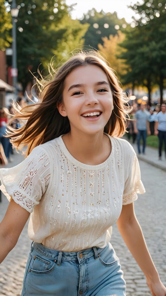 a (((young, attractive teen girl))) in a (((carefree, happy expression))), surrounded by an air of exuberance and vivacity