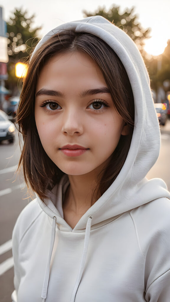 a young girl, she says please, white hoodie ((detailed artwork))