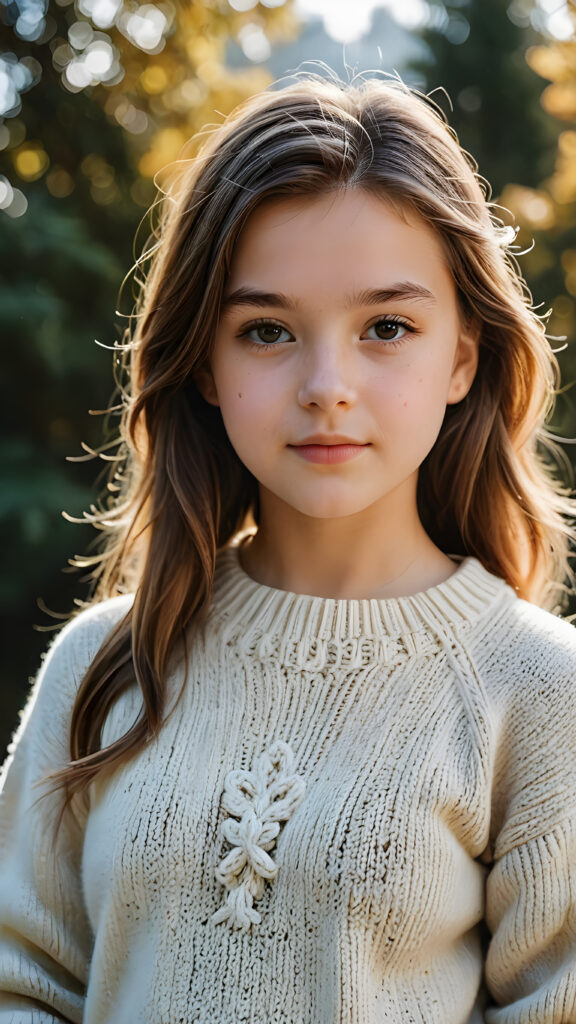 a (((young teen girl))), wears a super fine wool sweater