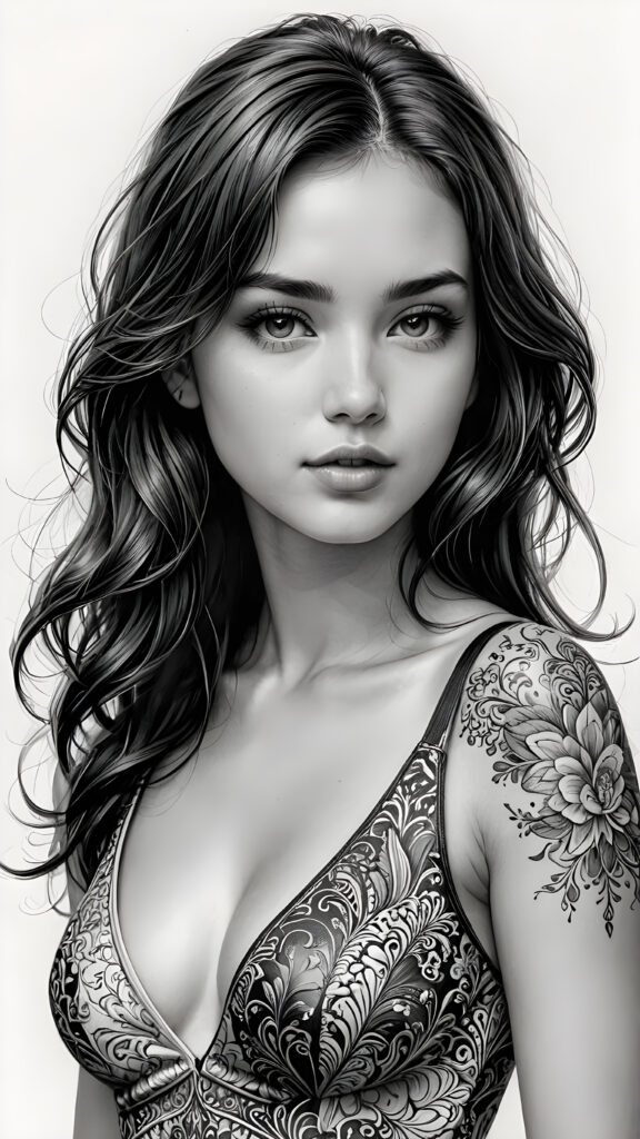 a young teen girl, deep v-neck, ((stunning)) ((gorgeous)) ((detailed artwork))