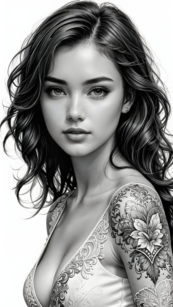 a young teen girl, deep v-neck, ((stunning)) ((gorgeous)) ((detailed artwork))