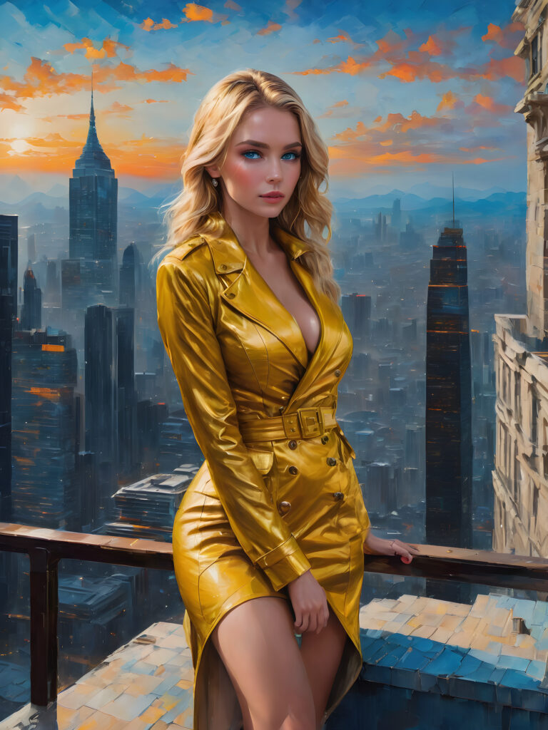 beautiful girl as a super spy in a stylish and slick outfit, scaling a building in the night, short stature, blonde hair, blue eyes, detailed, vivid, panoramic view