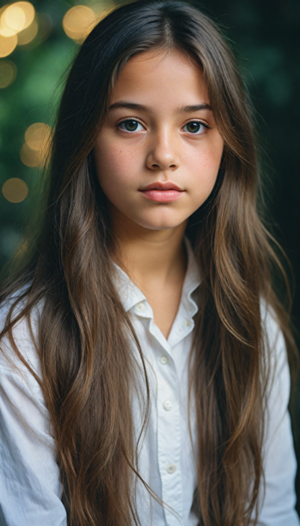 a stunning young girl, soft long hair, perfect portrait