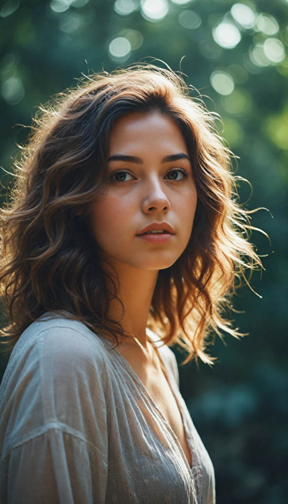 a breathtaking scene featuring a gorgeous and stunning girl with cascading hair