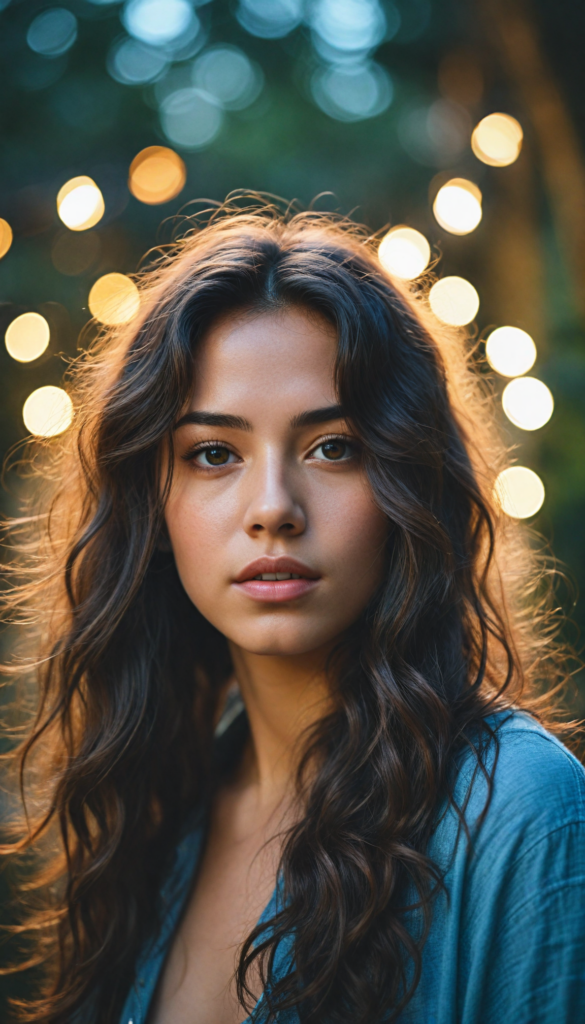 a breathtaking scene featuring a gorgeous and stunning girl with cascading hair