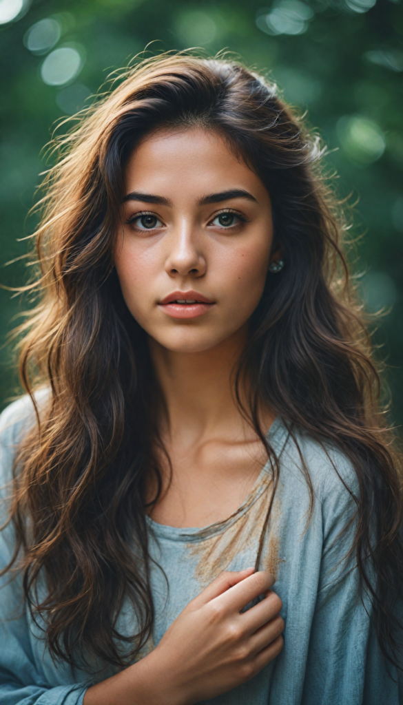 a breathtaking scene featuring a gorgeous and stunning girl with cascading hair