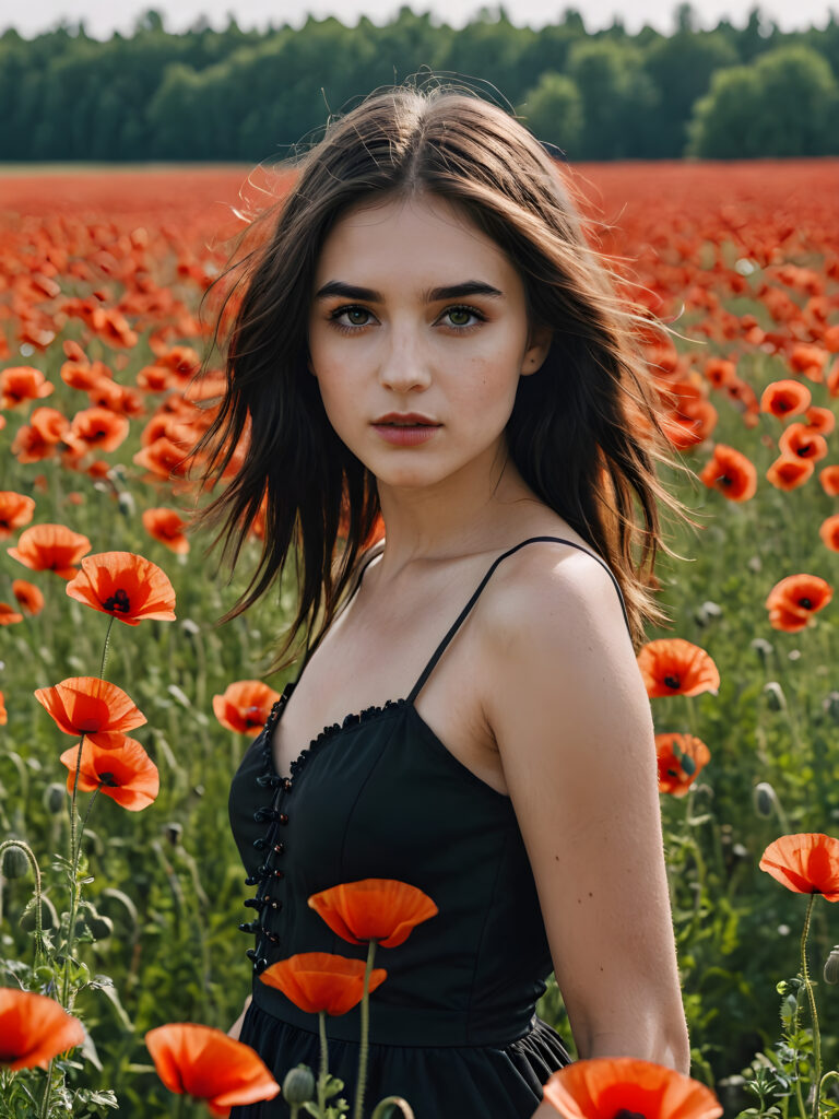 hot young gotic girl, poppy field