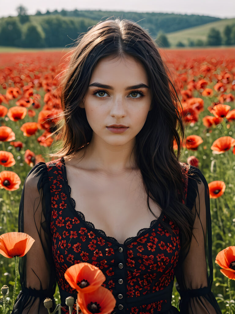 hot young gotic girl, poppy field