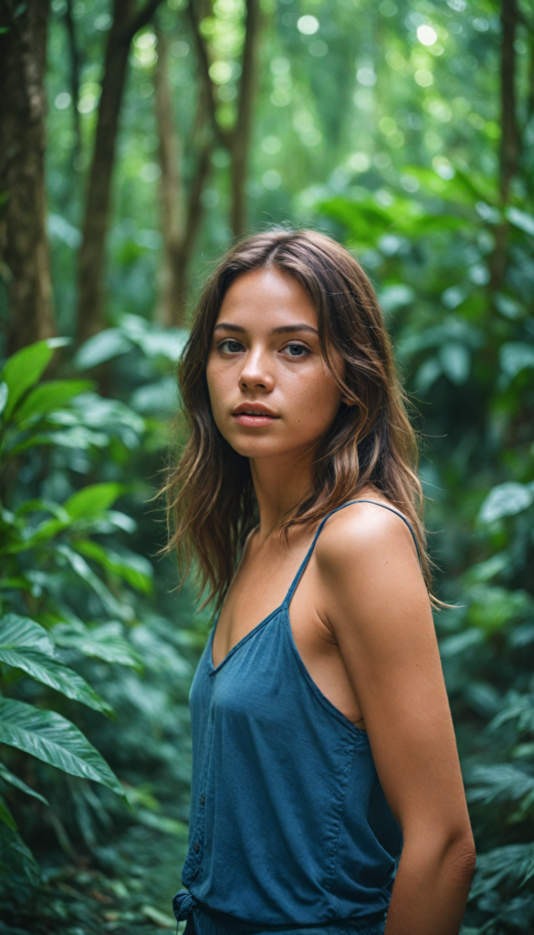 a gorgeous and stunning girl in the jungle