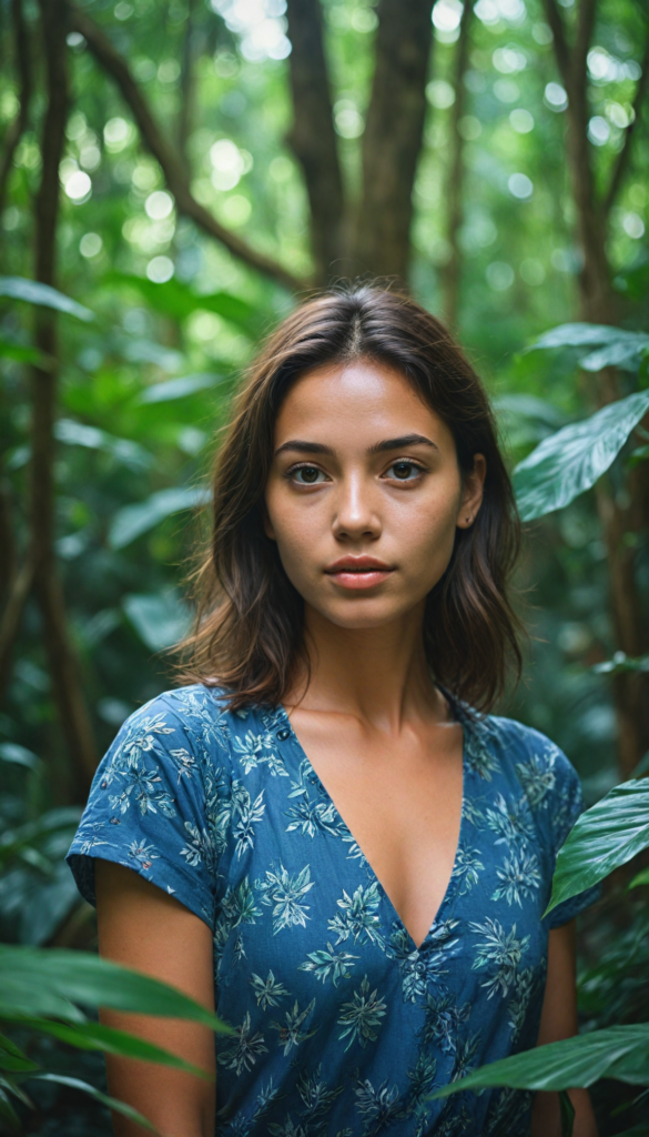 a gorgeous and stunning girl in the jungle