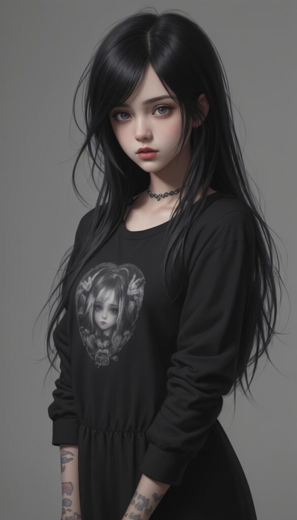 young girl, emo style