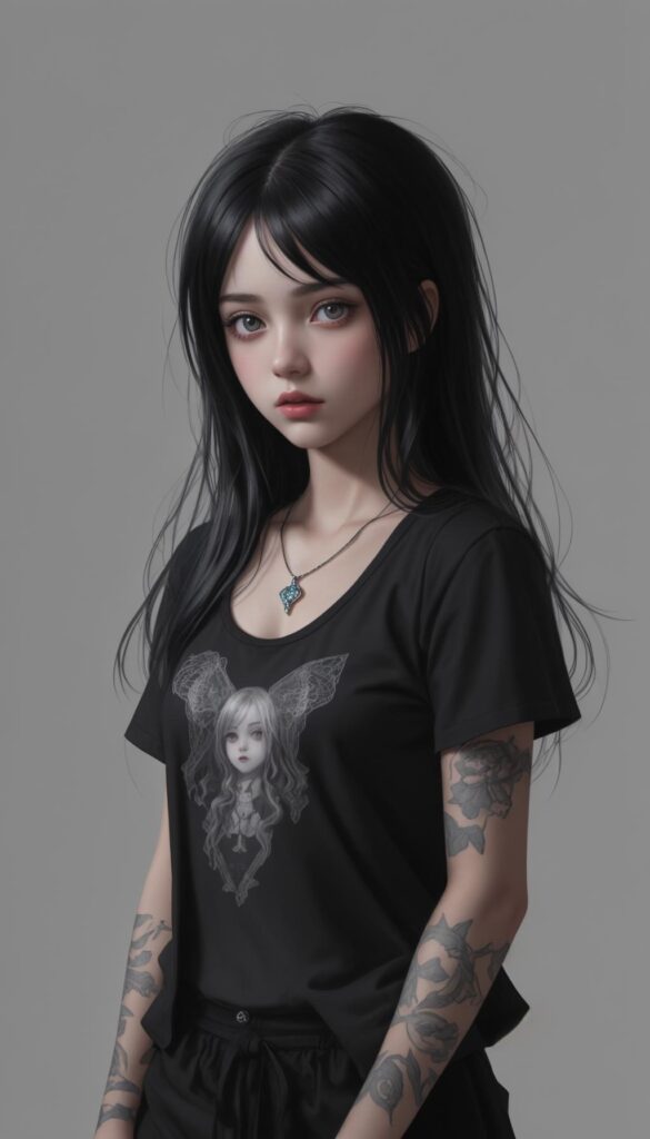 young girl, emo style