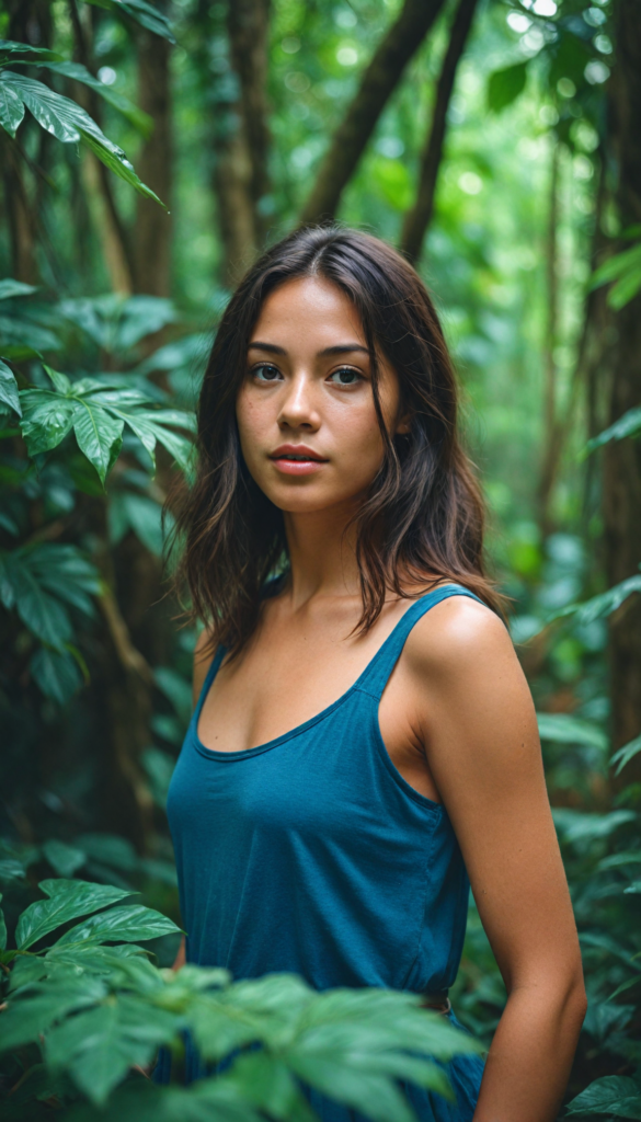 a gorgeous and stunning girl in the jungle