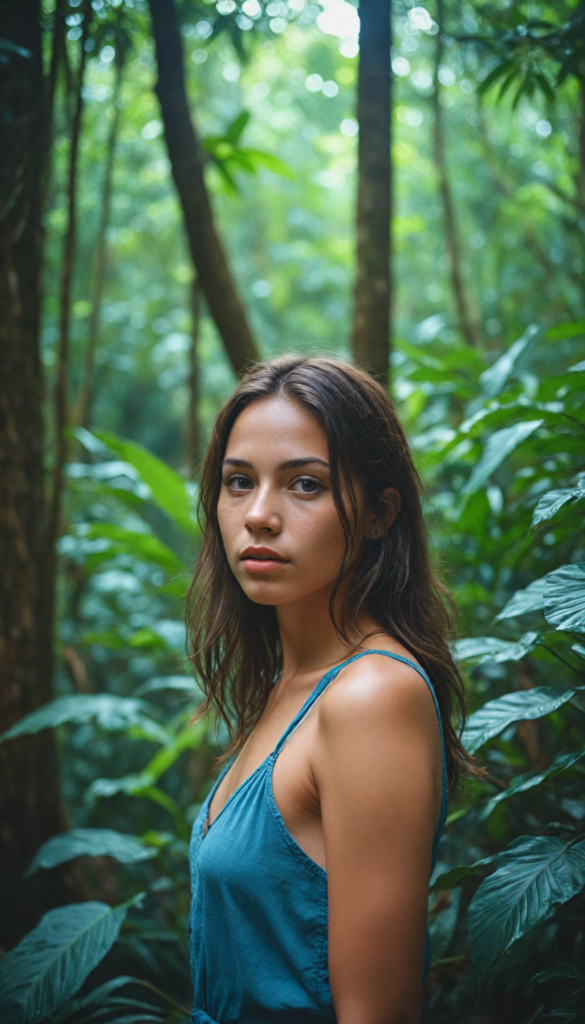 a gorgeous and stunning girl in the jungle