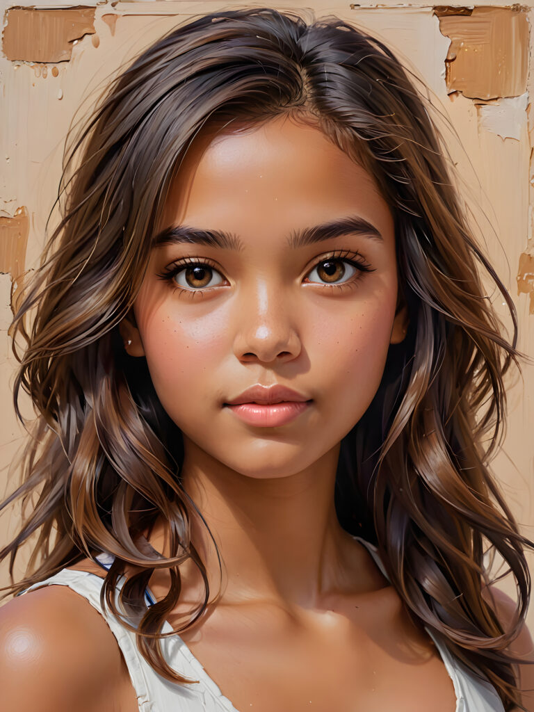 visualize a stunning young light brown-skinned Exotic teen girl