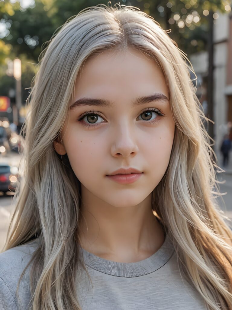 ((portrait)), detailed pencil drawing, silvery-skinned (((young teen girl))), long straight platinum hair