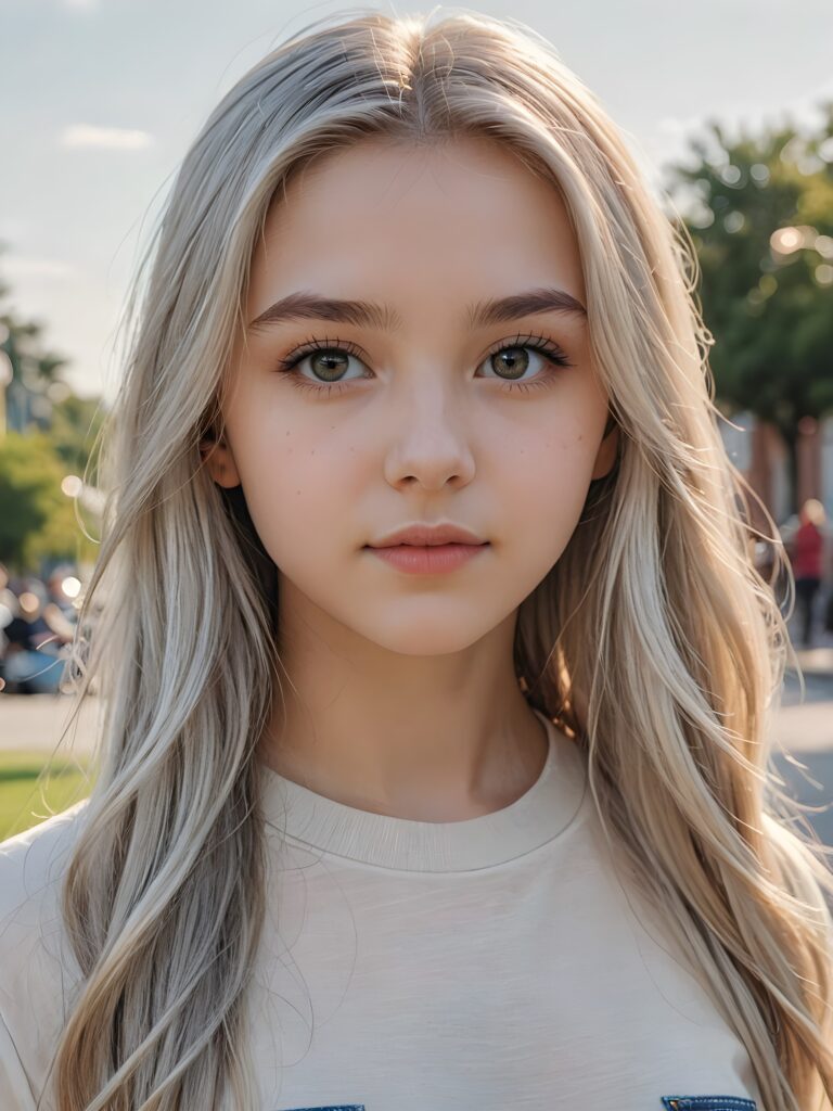 ((portrait)), detailed pencil drawing, silvery-skinned (((young teen girl))), long straight platinum hair