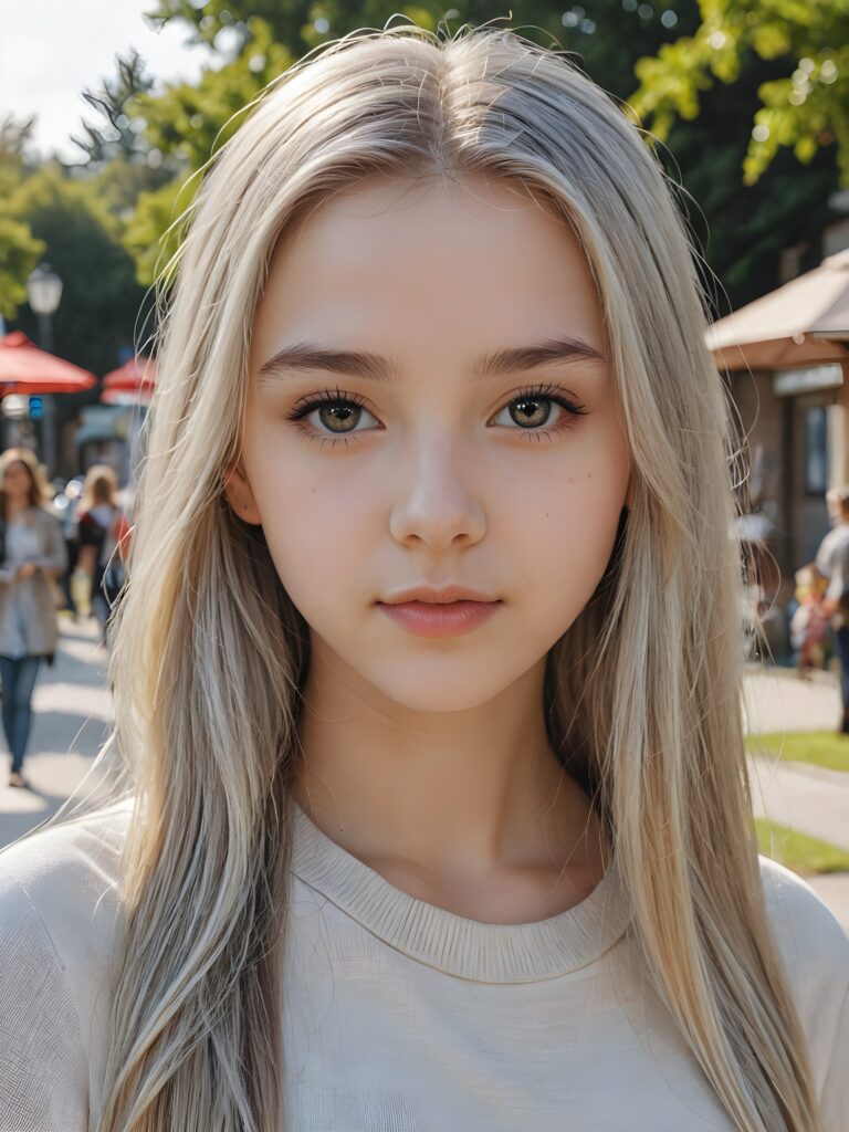 ((portrait)), detailed pencil drawing, silvery-skinned (((young teen girl))), long straight platinum hair