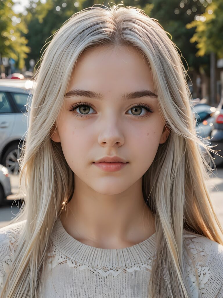 ((portrait)), detailed pencil drawing, silvery-skinned (((young teen girl))), long straight platinum hair