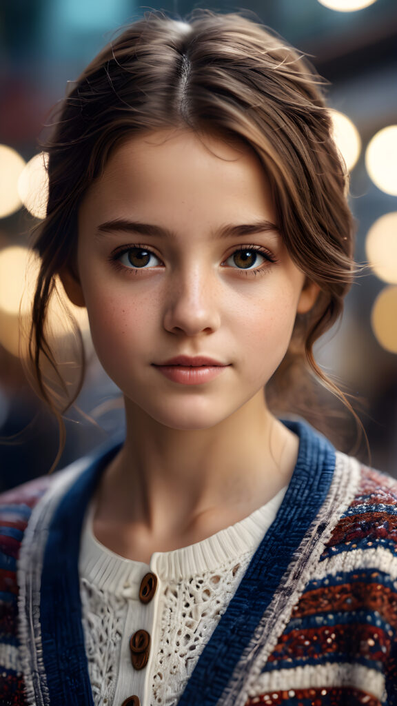 ((stunning)) ((gorgeous)) ((detailed, realistic portrait)) a young girl wearing a cardigan.