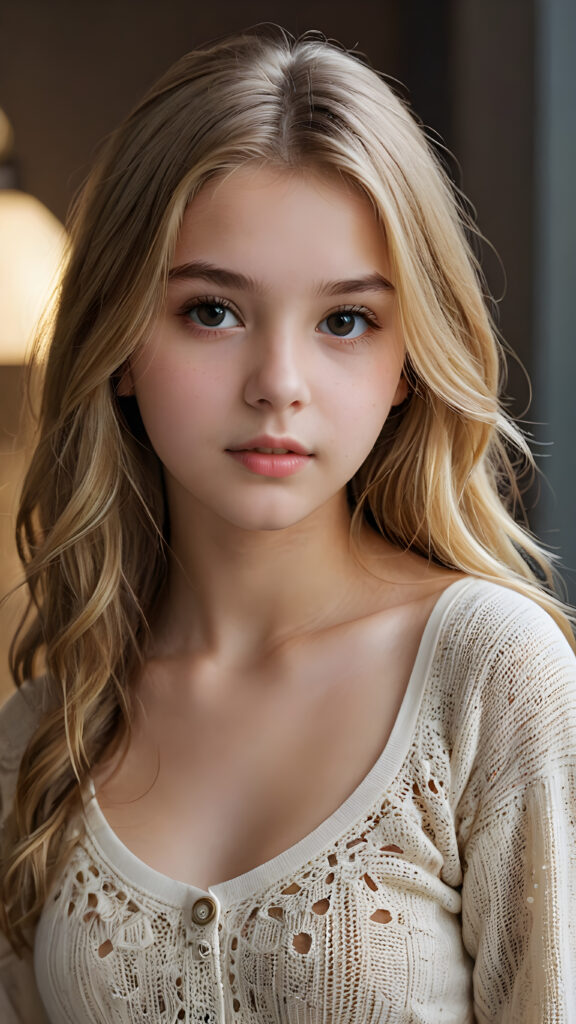 visualize a detailed and realistic photo from: a (((beautiful teenage girl, 15 years old))), she has a wonderfully shaped body and is lightly clothed in a tight tank top that emphasizes her beautiful body, she has soft long blond hair, full lips, she looks seductively into the camera