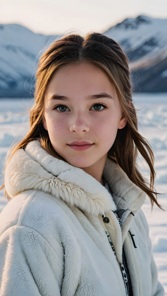 visualize a (((young teen girl))) (in the arctic) (cute) (gorgeous)